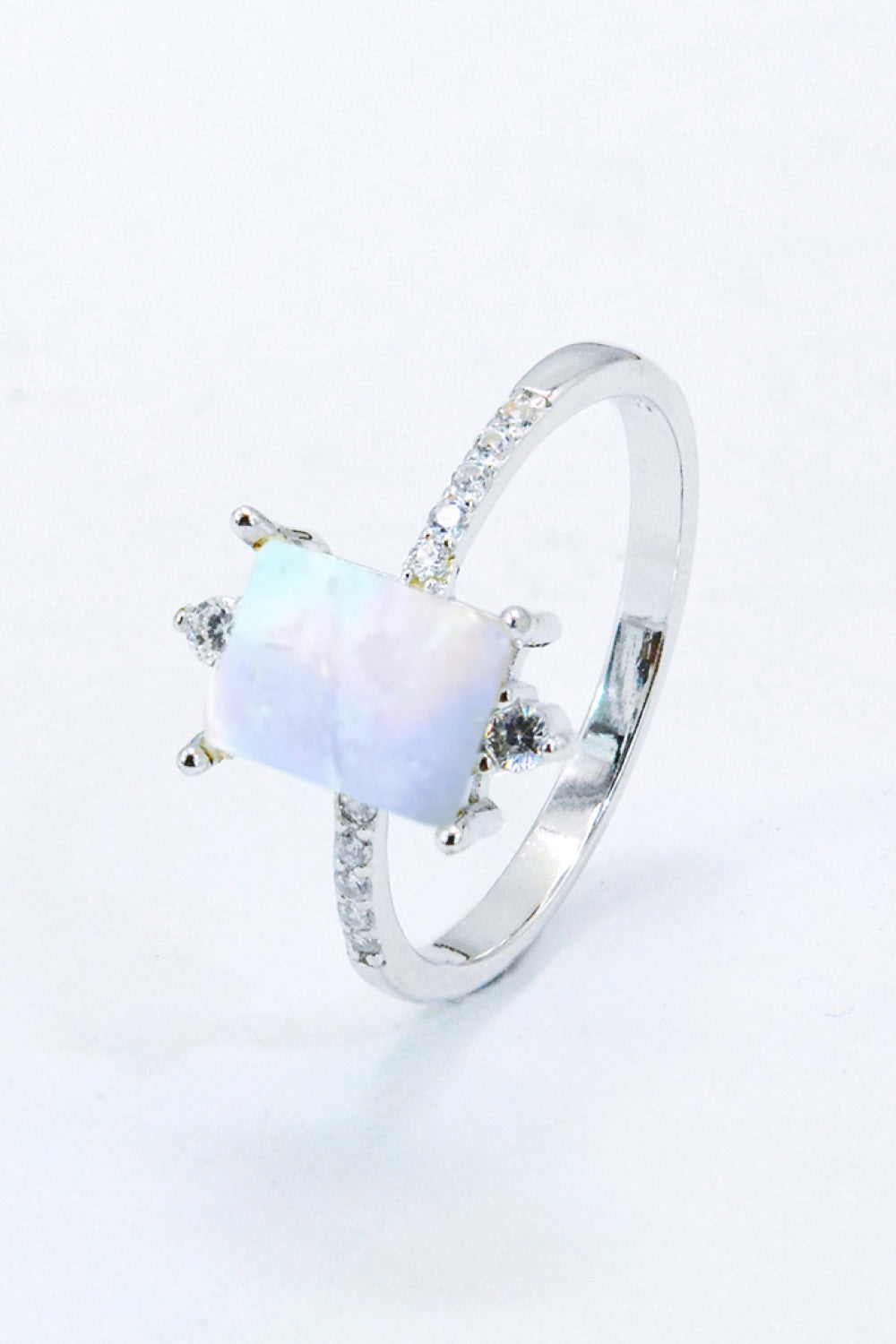 square moonstone silver ring