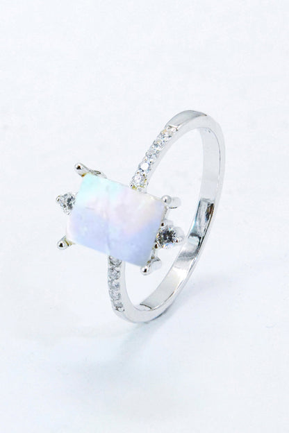 square moonstone silver ring