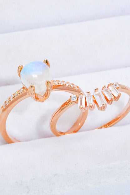 moonstone zircon rose gold set