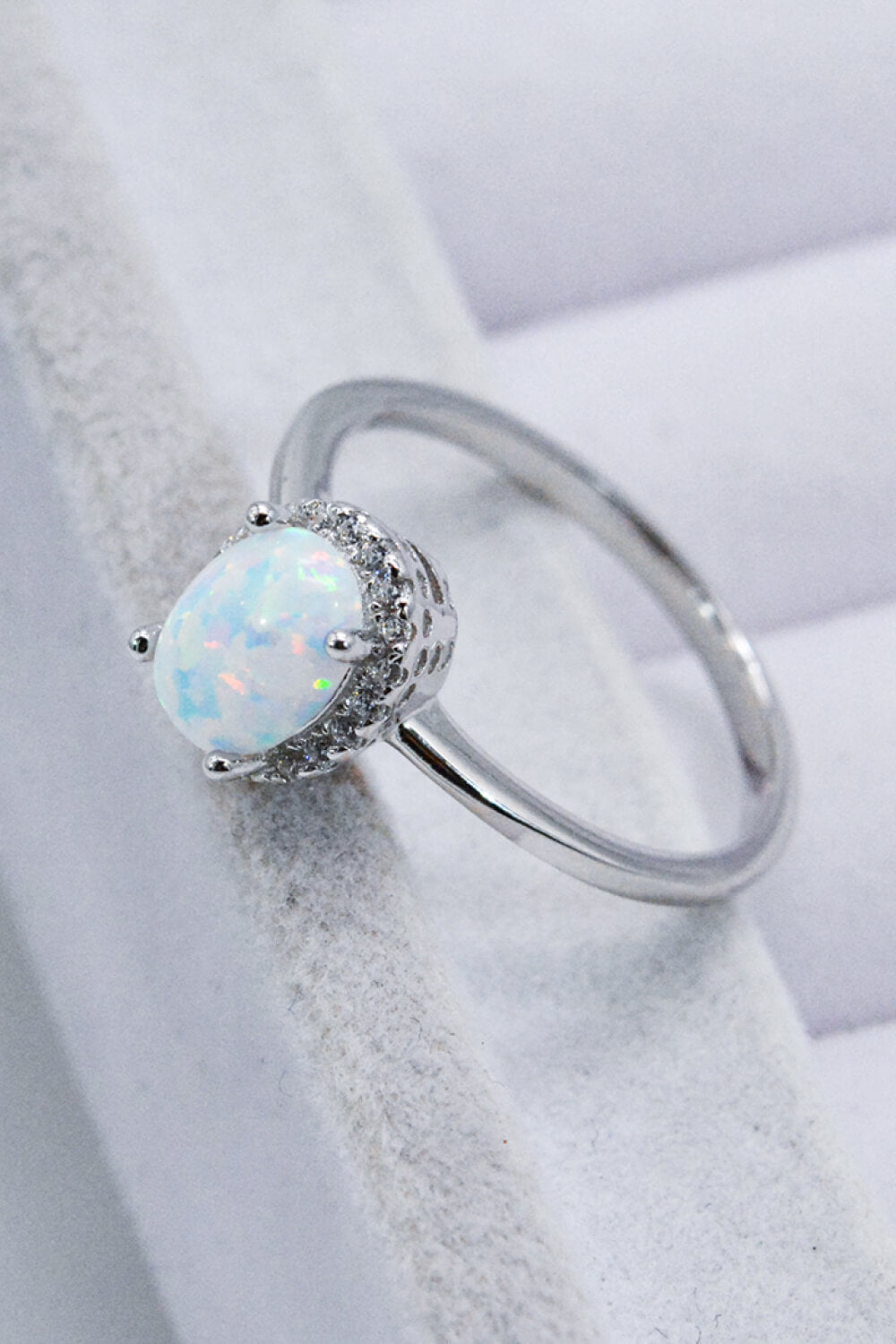 4 prong opal silver ring