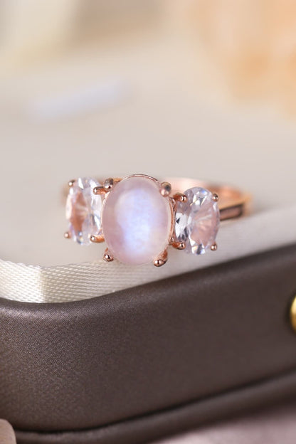 moonstone three stone ring