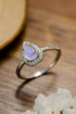 moonstone halo teardrop ring