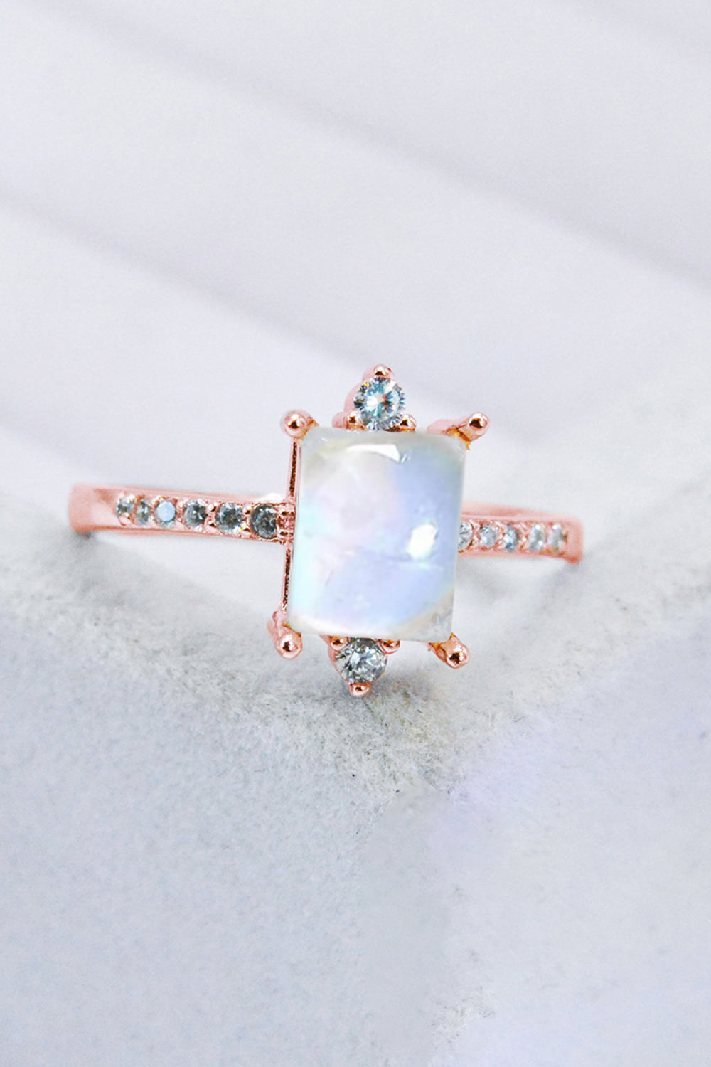 square moonstone silver ring