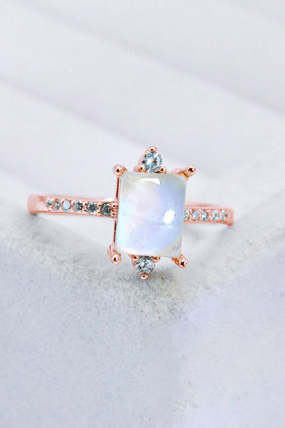 square moonstone silver ring
