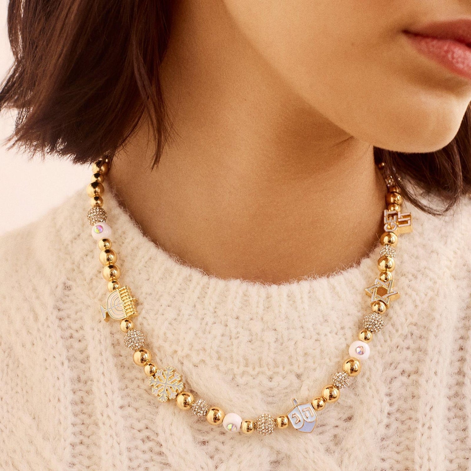 gold beaded rhinestone chain