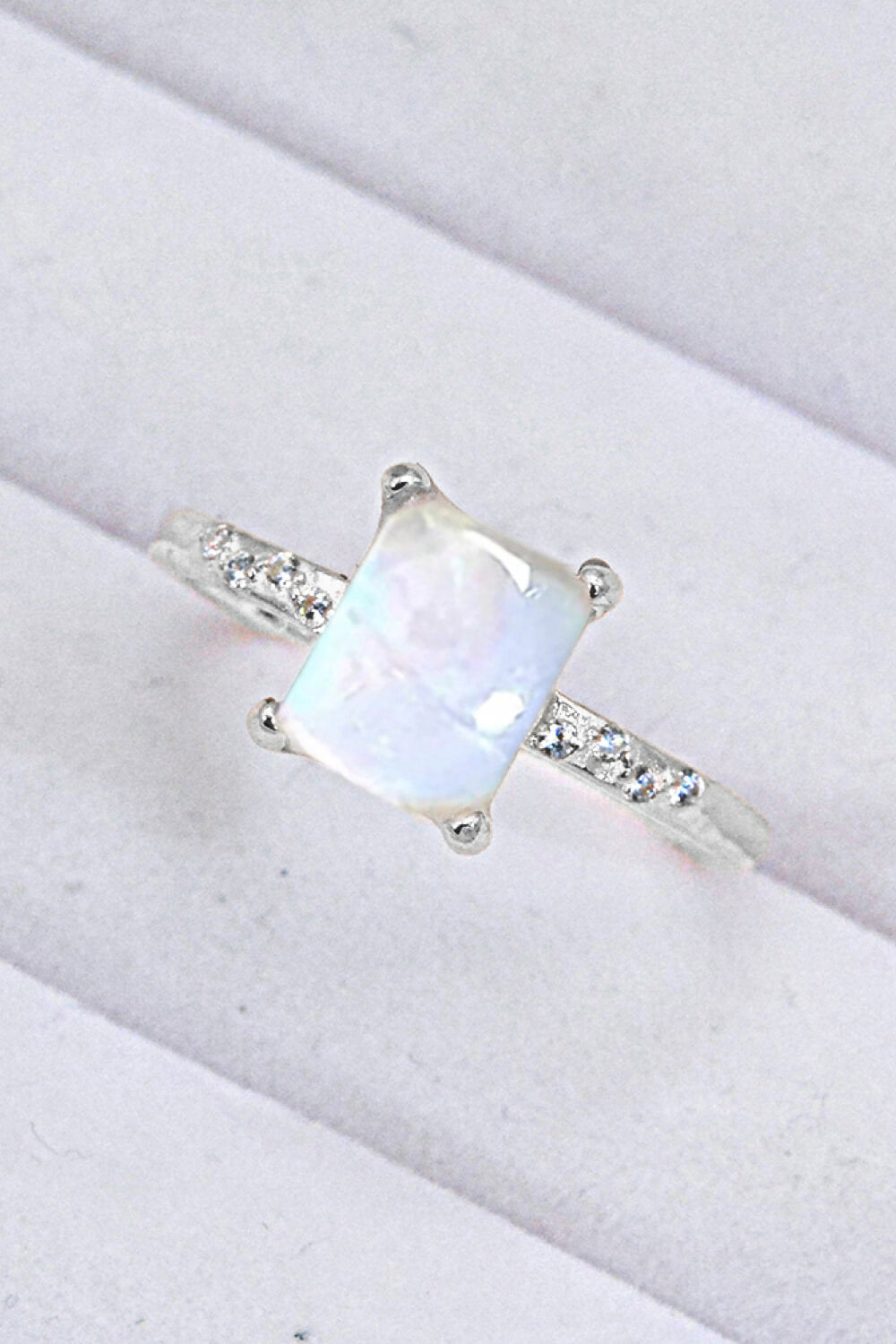 square moonstone silver circle