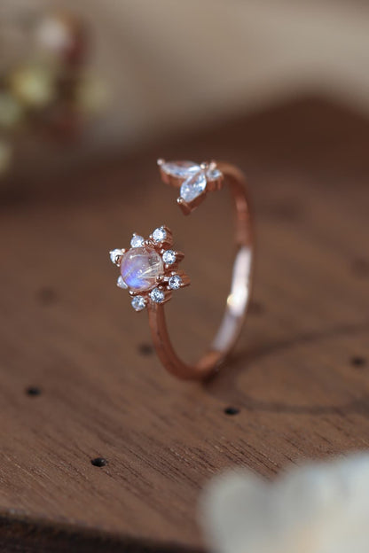 rose gold moonstone open ring