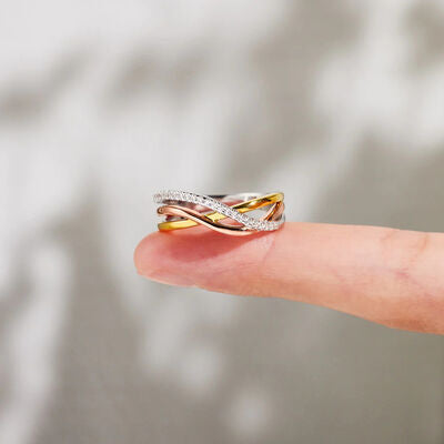 crisscross gold plated ring