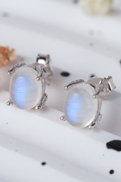 moonstone silver stud earrings