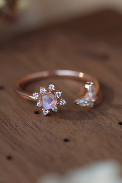 rose gold moonstone open ring