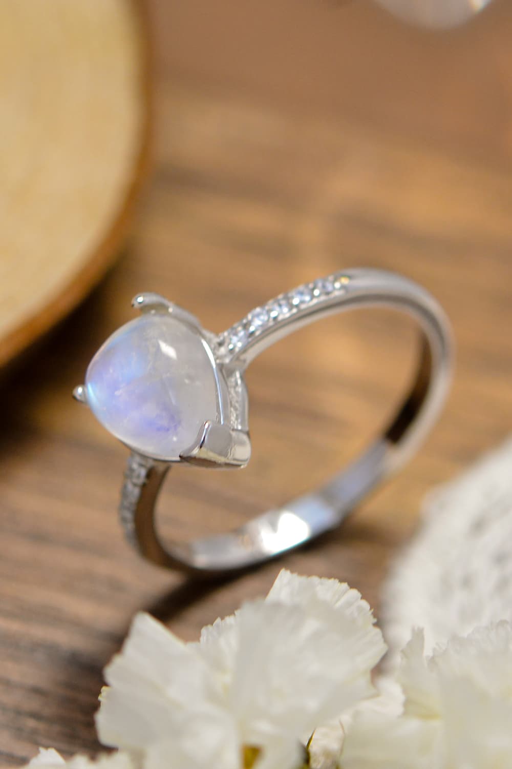 moonstone side stone ring