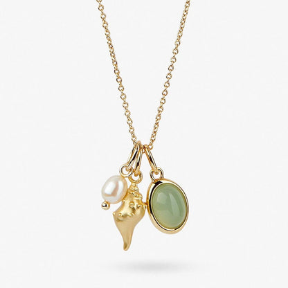 gold crystal conch pendant