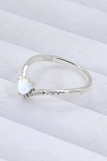 heart moonstone silver ring