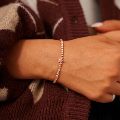 gold heart zircon bracelet