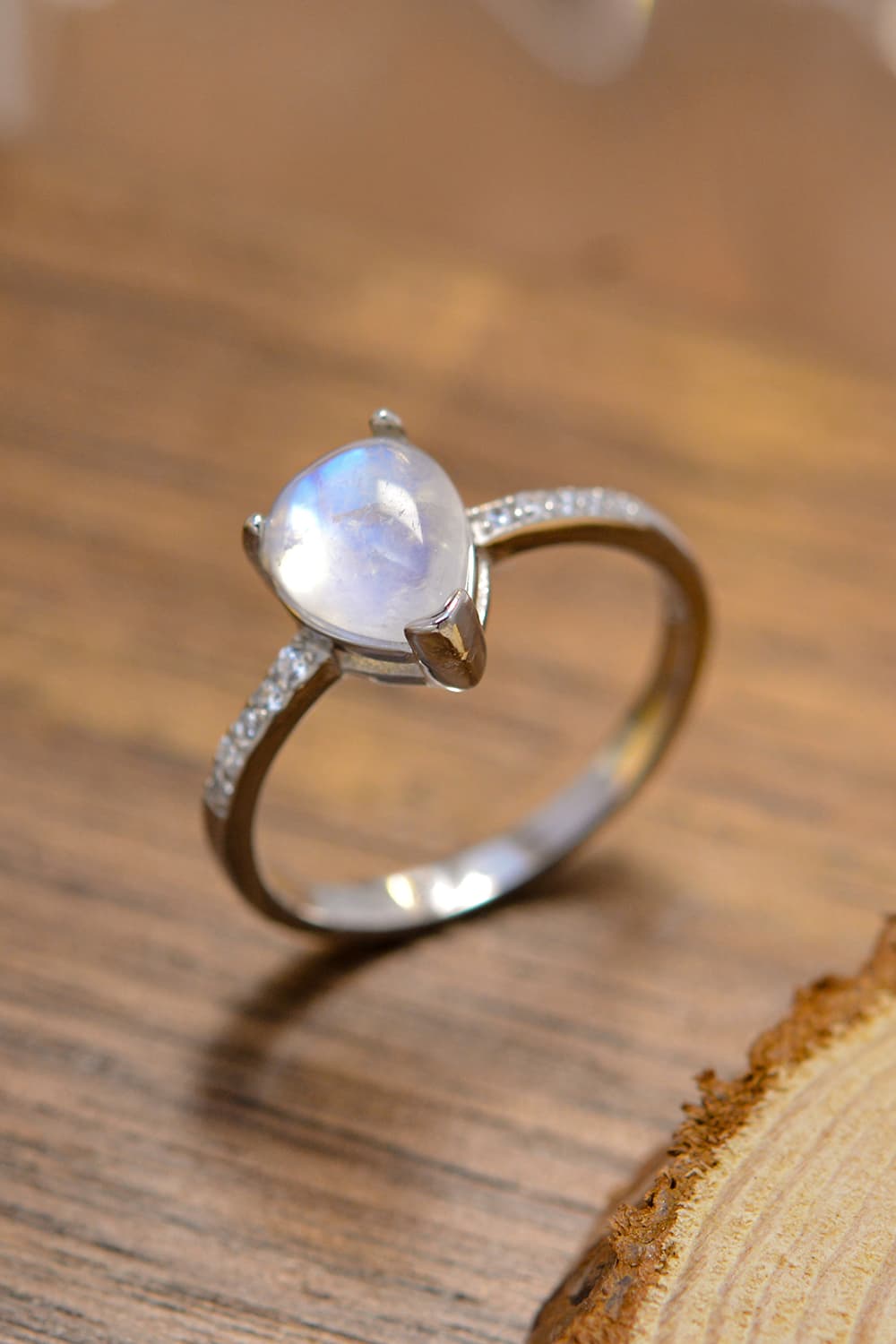 moonstone side stone ring