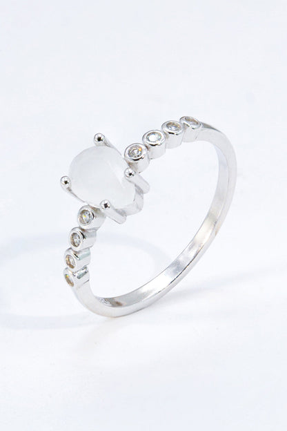 moonstone teardrop ring