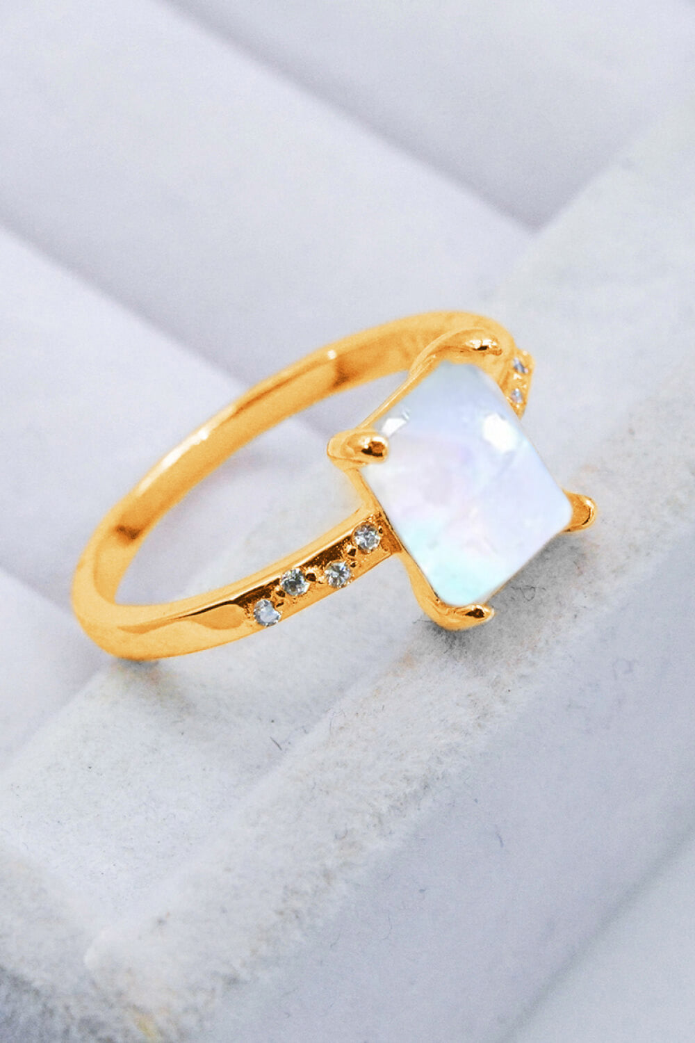 square moonstone silver circle