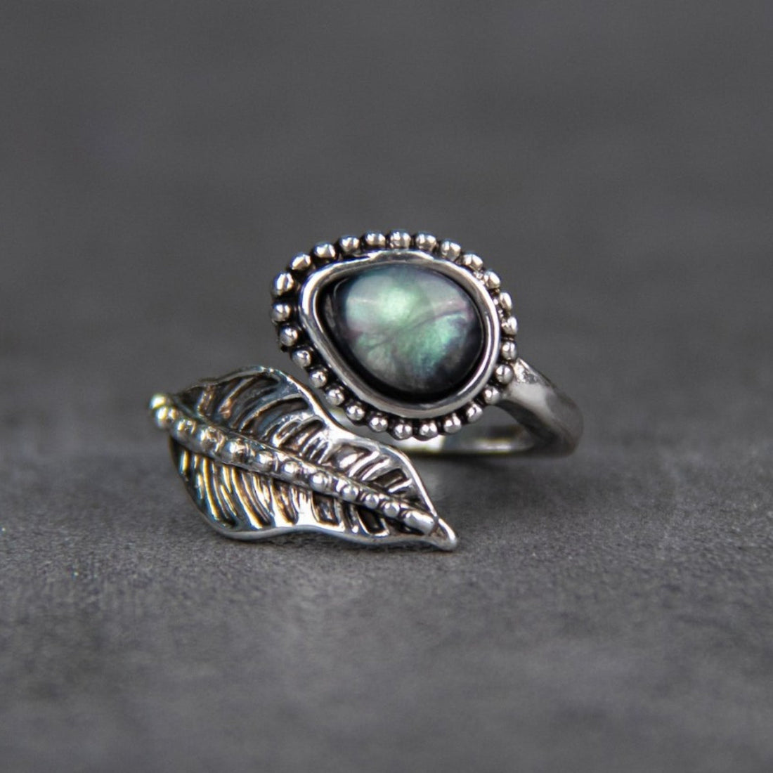 moonstone leaf twist ring