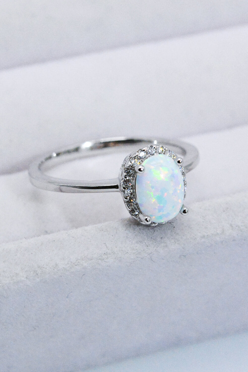 4 prong opal silver ring