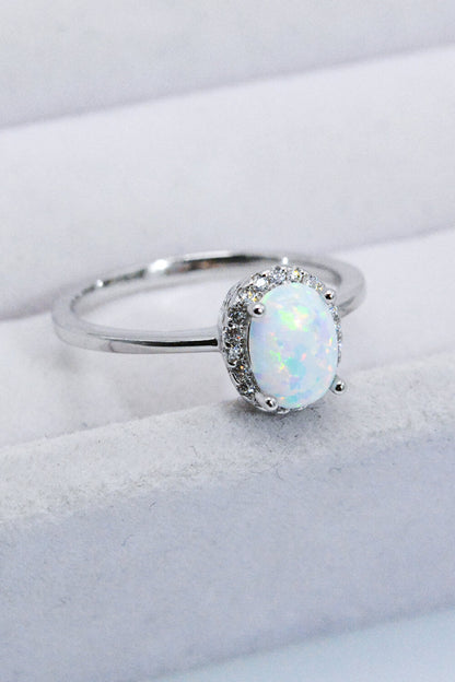 4 prong opal silver ring