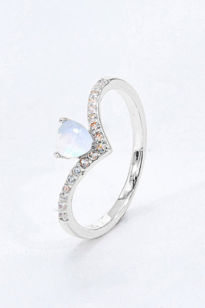 heart moonstone silver ring