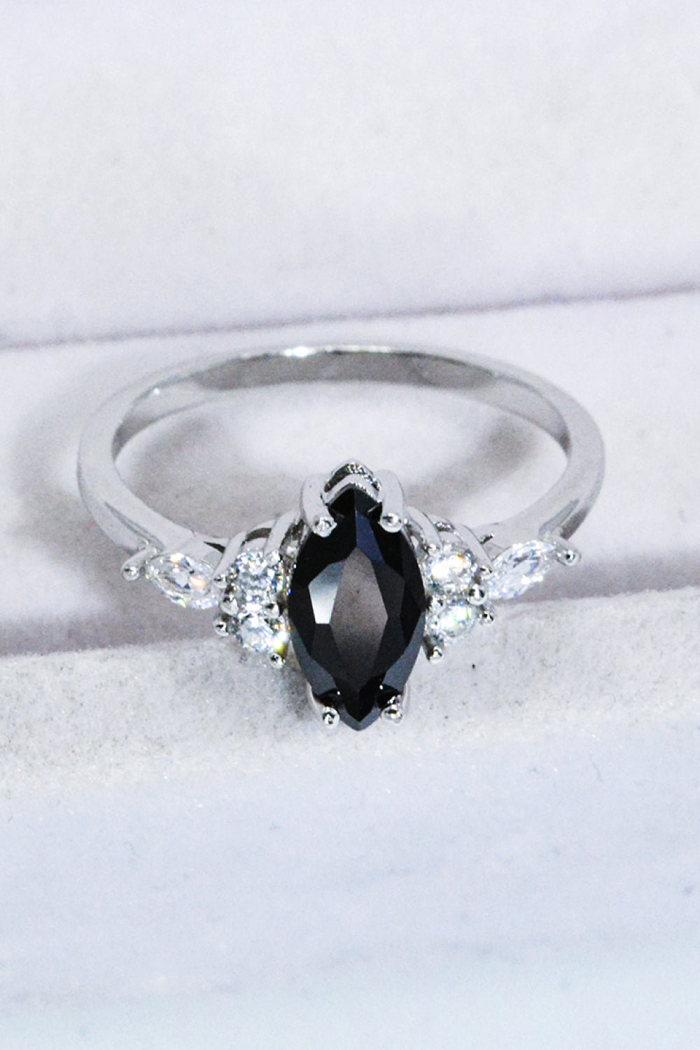 black agate silver ring