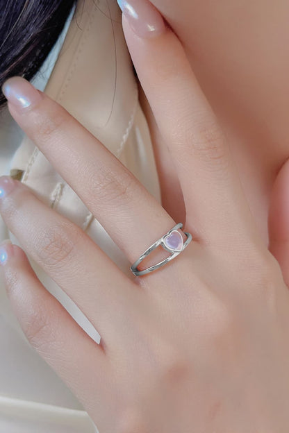 moonstone heart silver ring