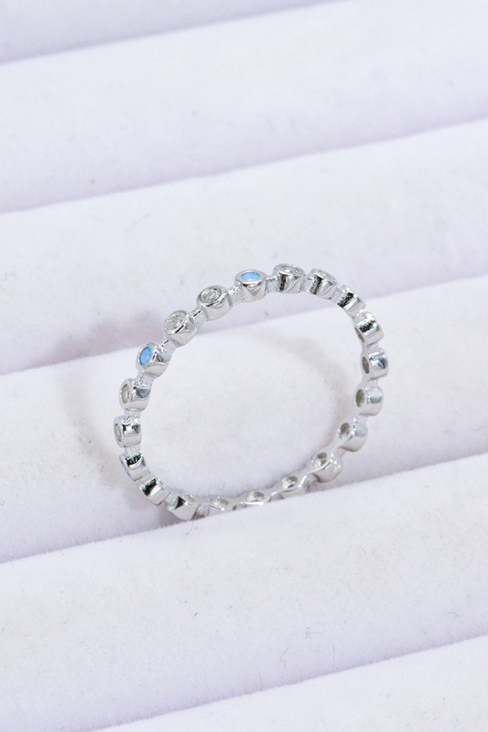 moonstone zircon silver ring