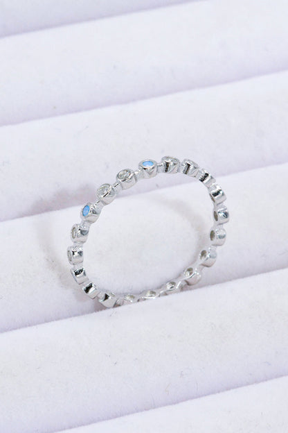 moonstone zircon silver ring