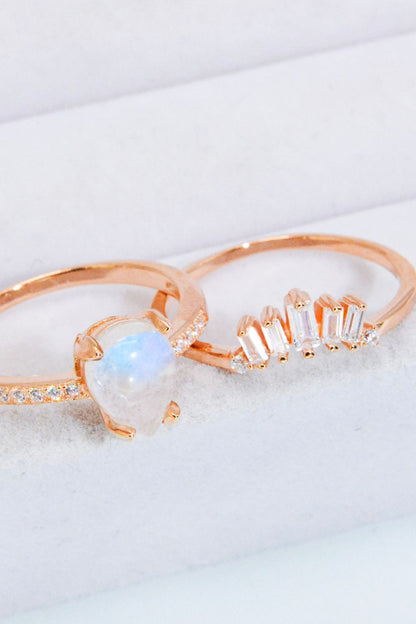moonstone zircon rose gold set