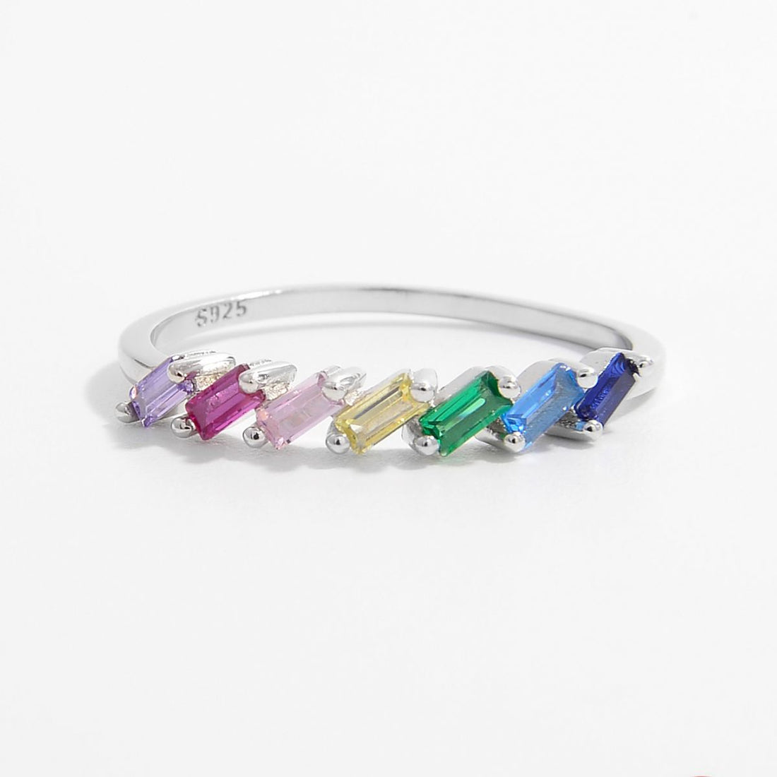 contrast zircon silver ring