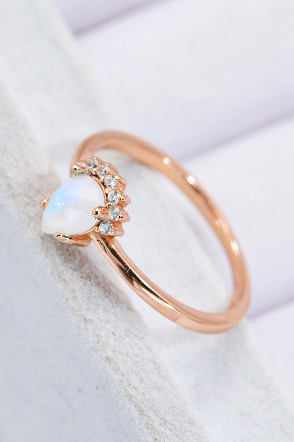 rose gold moonstone pear ring