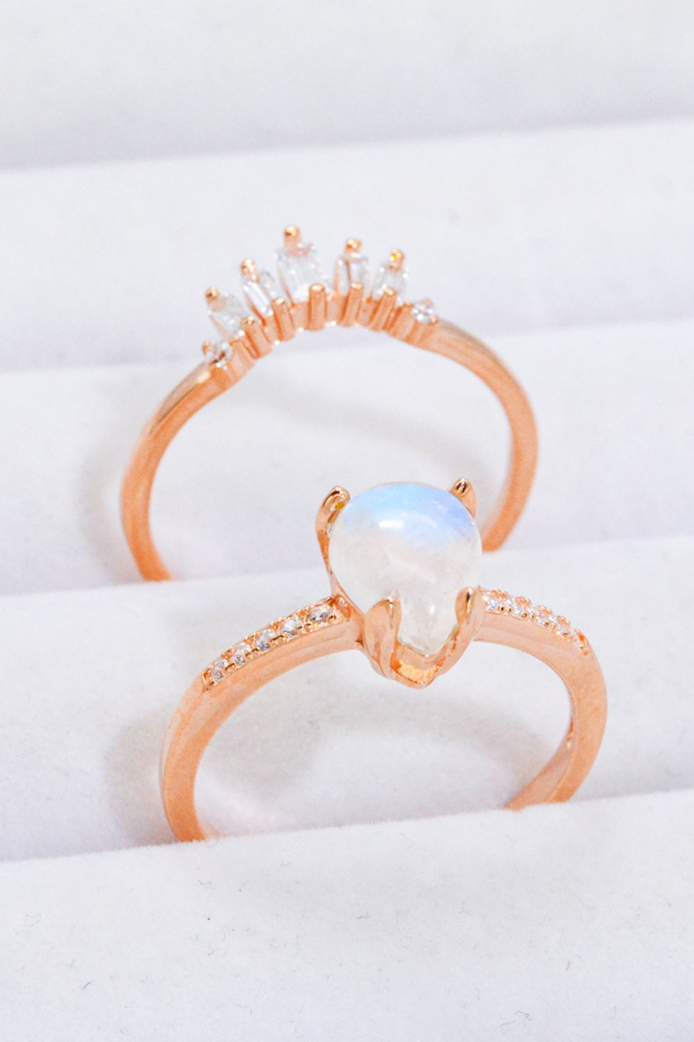 moonstone zircon rose gold set