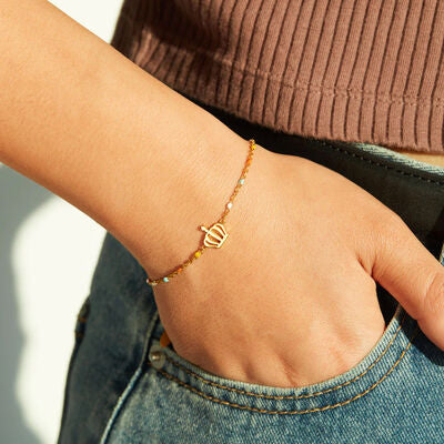 gold crown bead bracelet