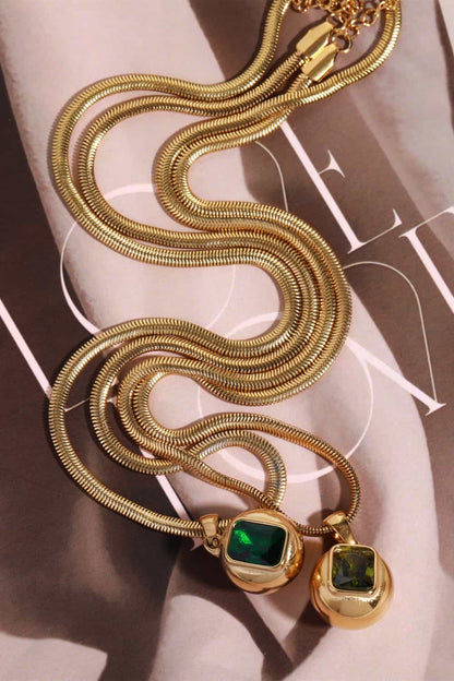 gold geometric zircon pendant