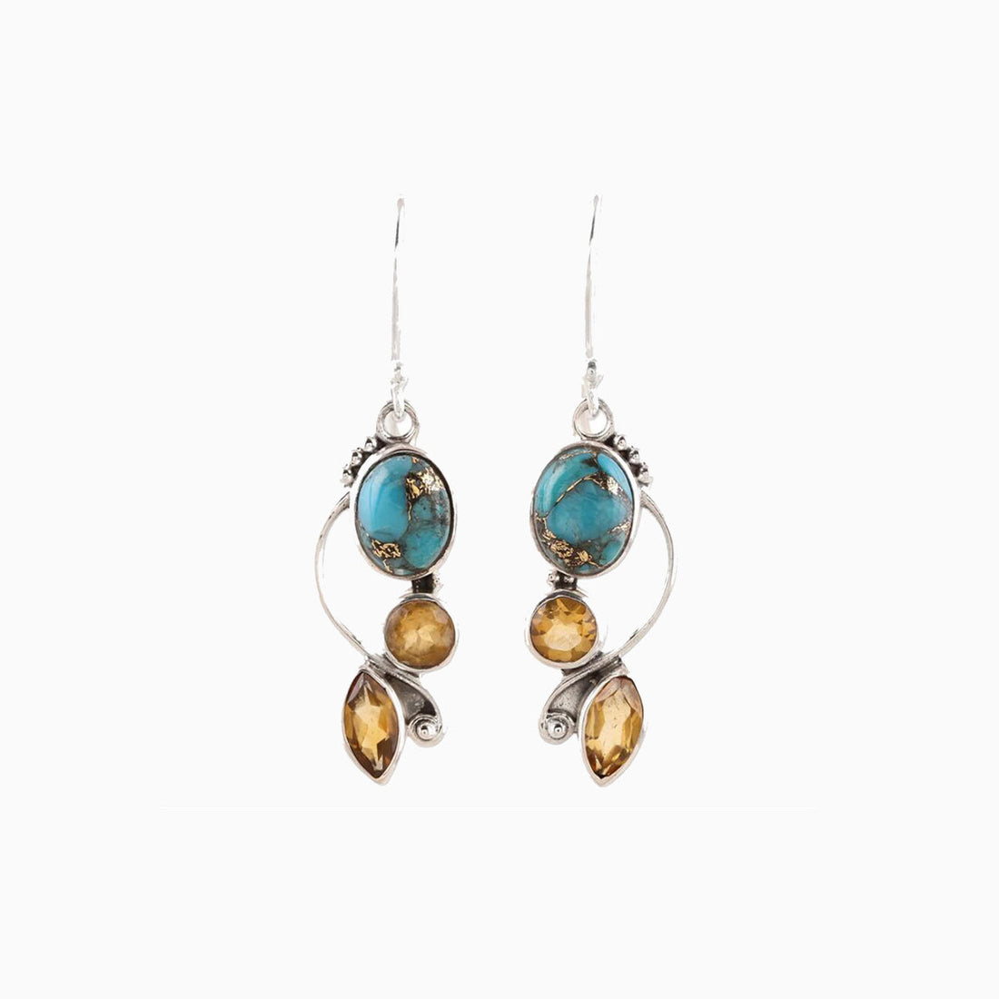 geometric alloy dangle hoops