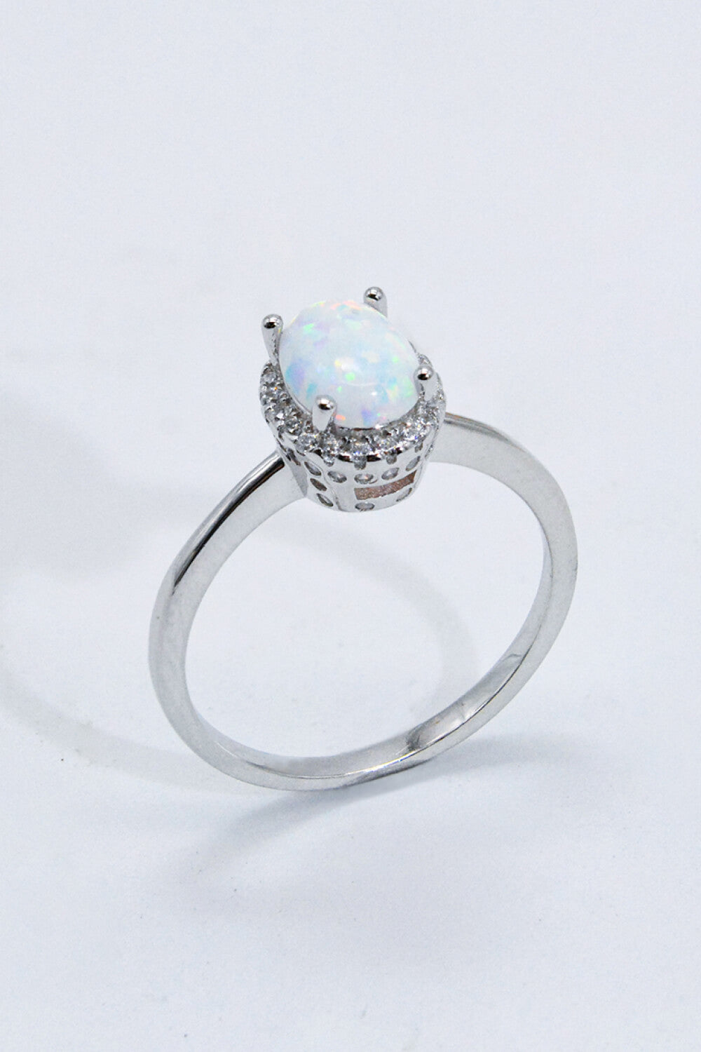 4 prong opal silver ring