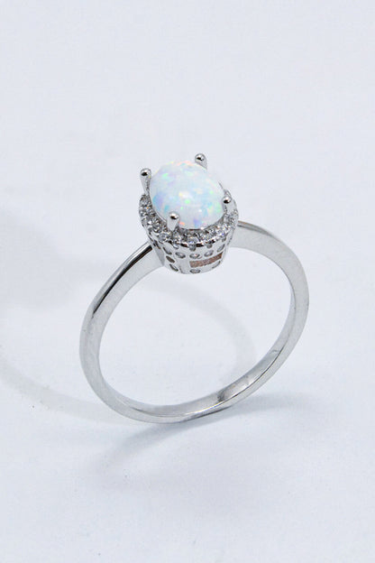 4 prong opal silver ring