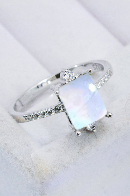 square moonstone silver ring
