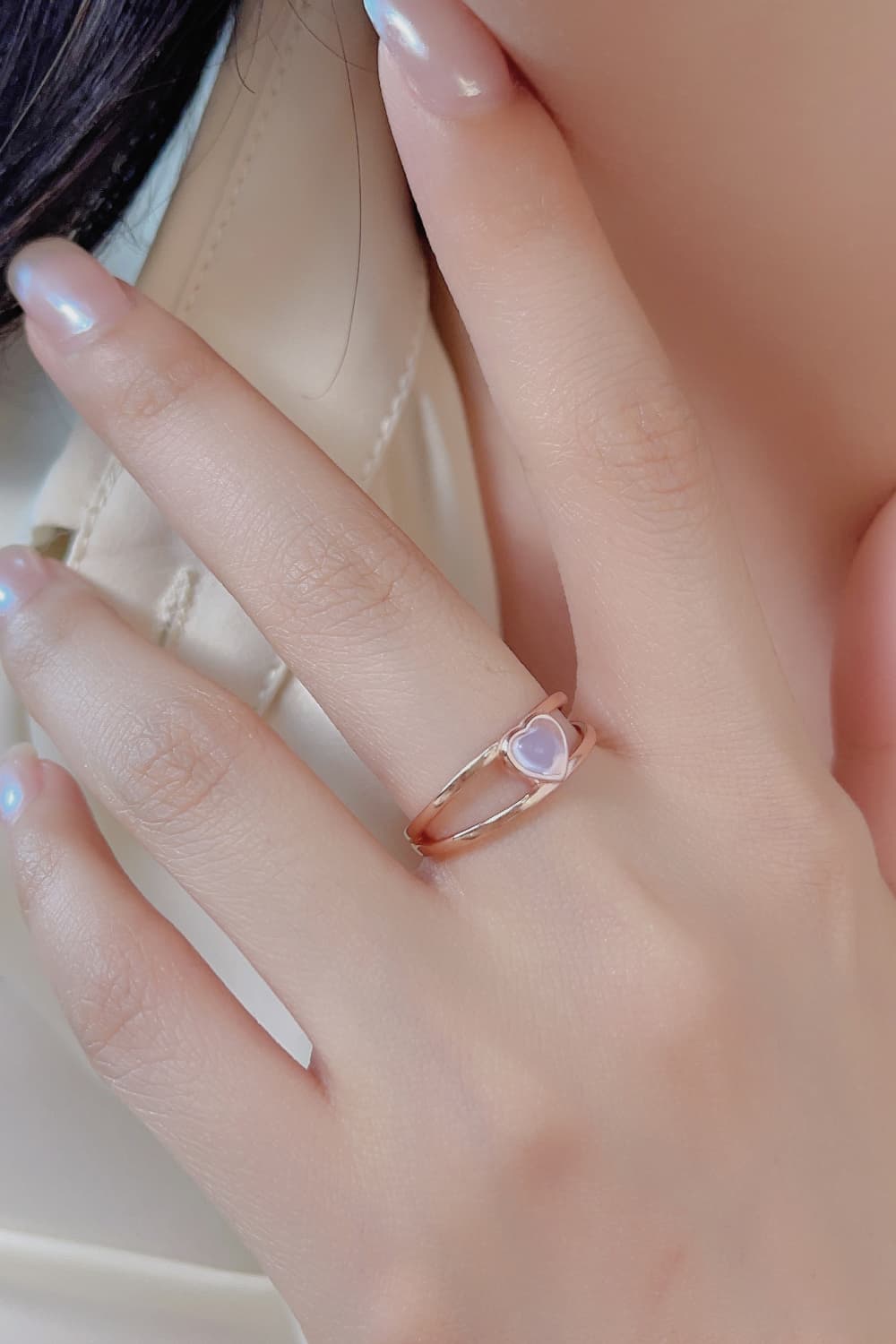 moonstone heart silver ring