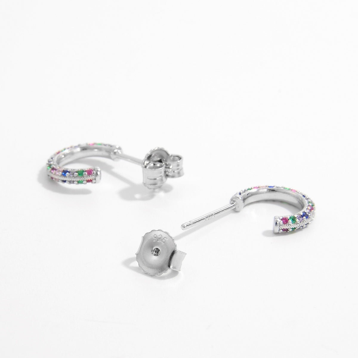 contrast zircon silver studs