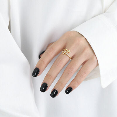double cross zircon silver ring