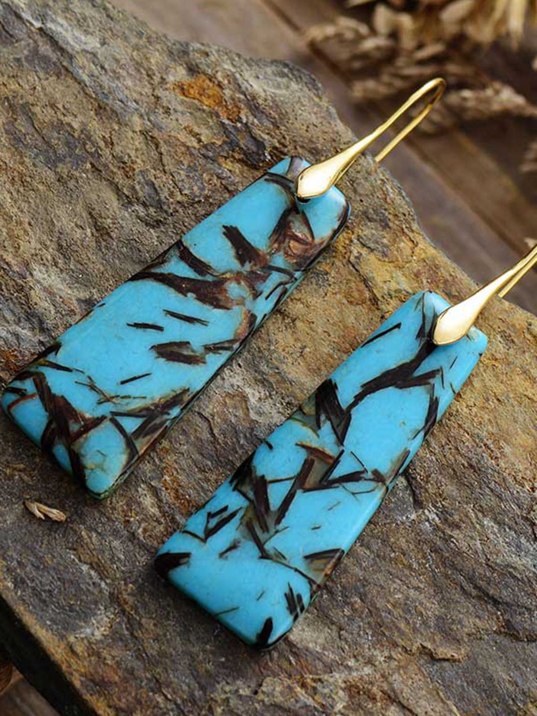 geometric jasper dangle hoops