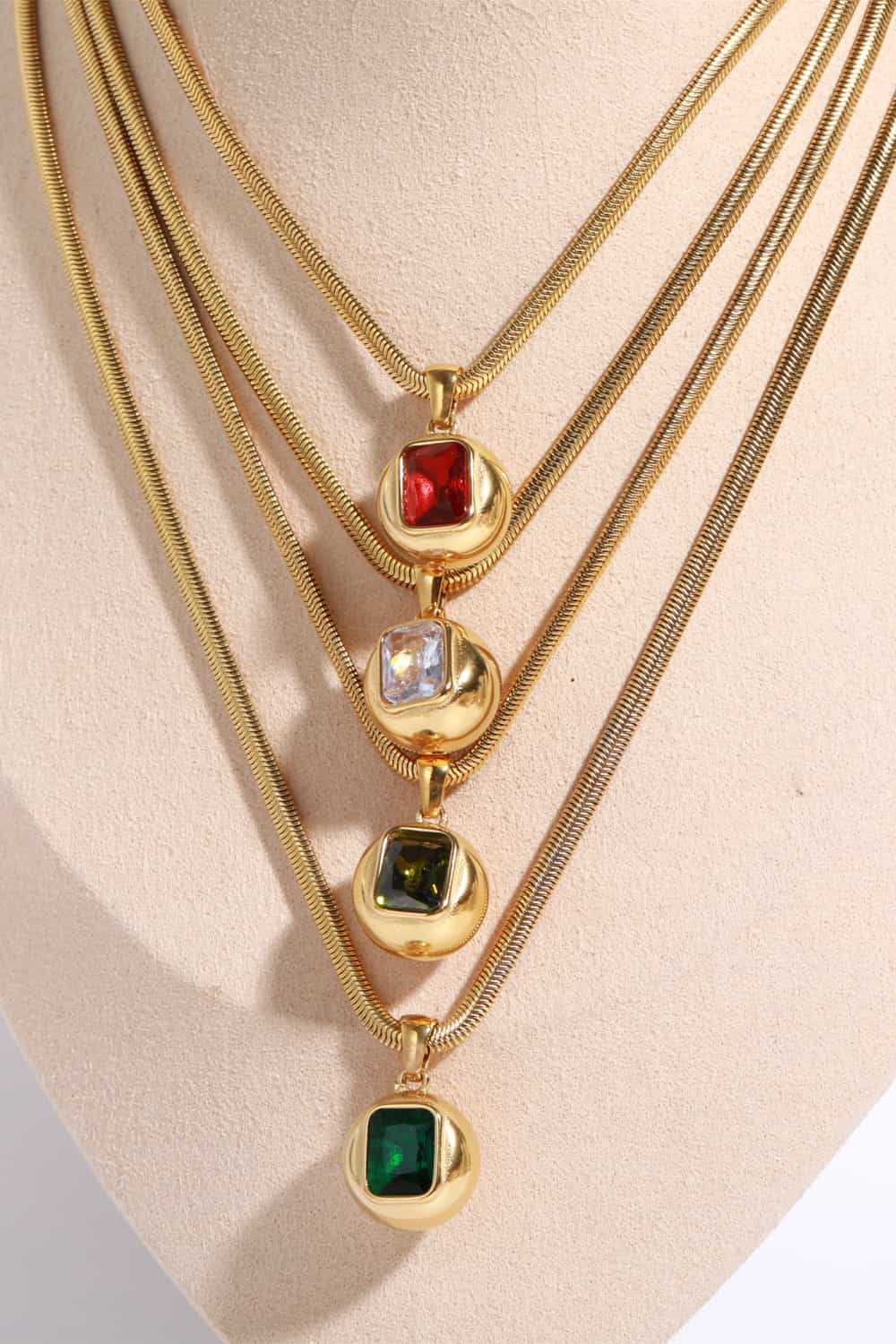 gold geometric zircon pendant