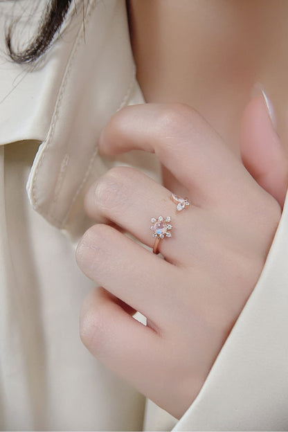 rose gold moonstone open ring