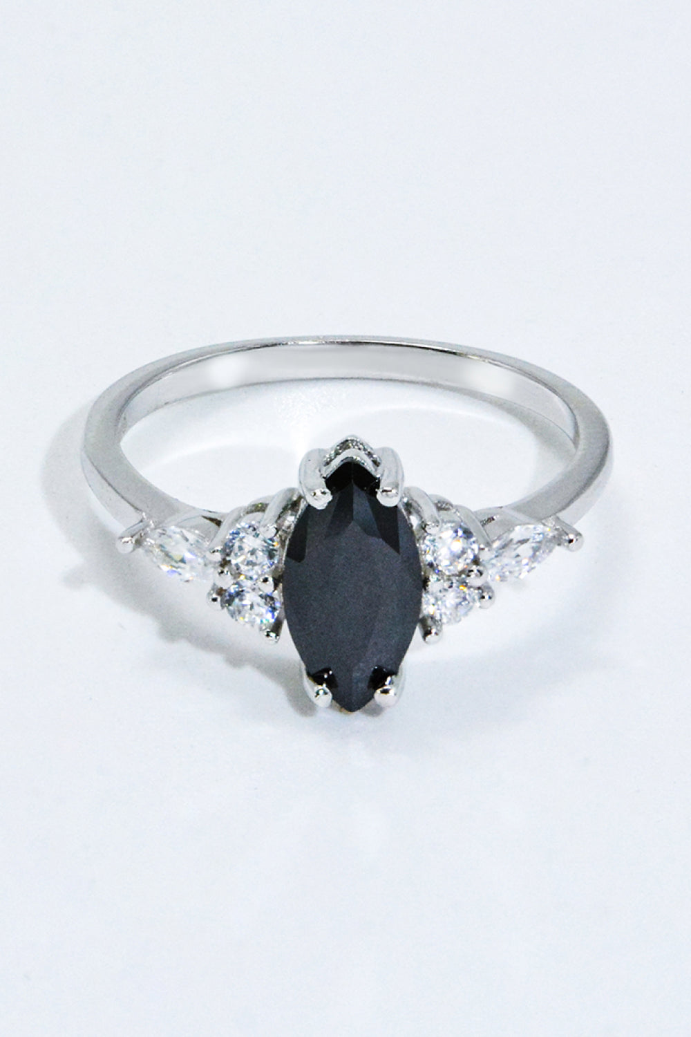 black agate silver ring