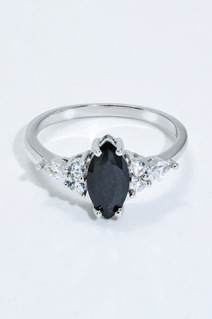 black agate silver ring
