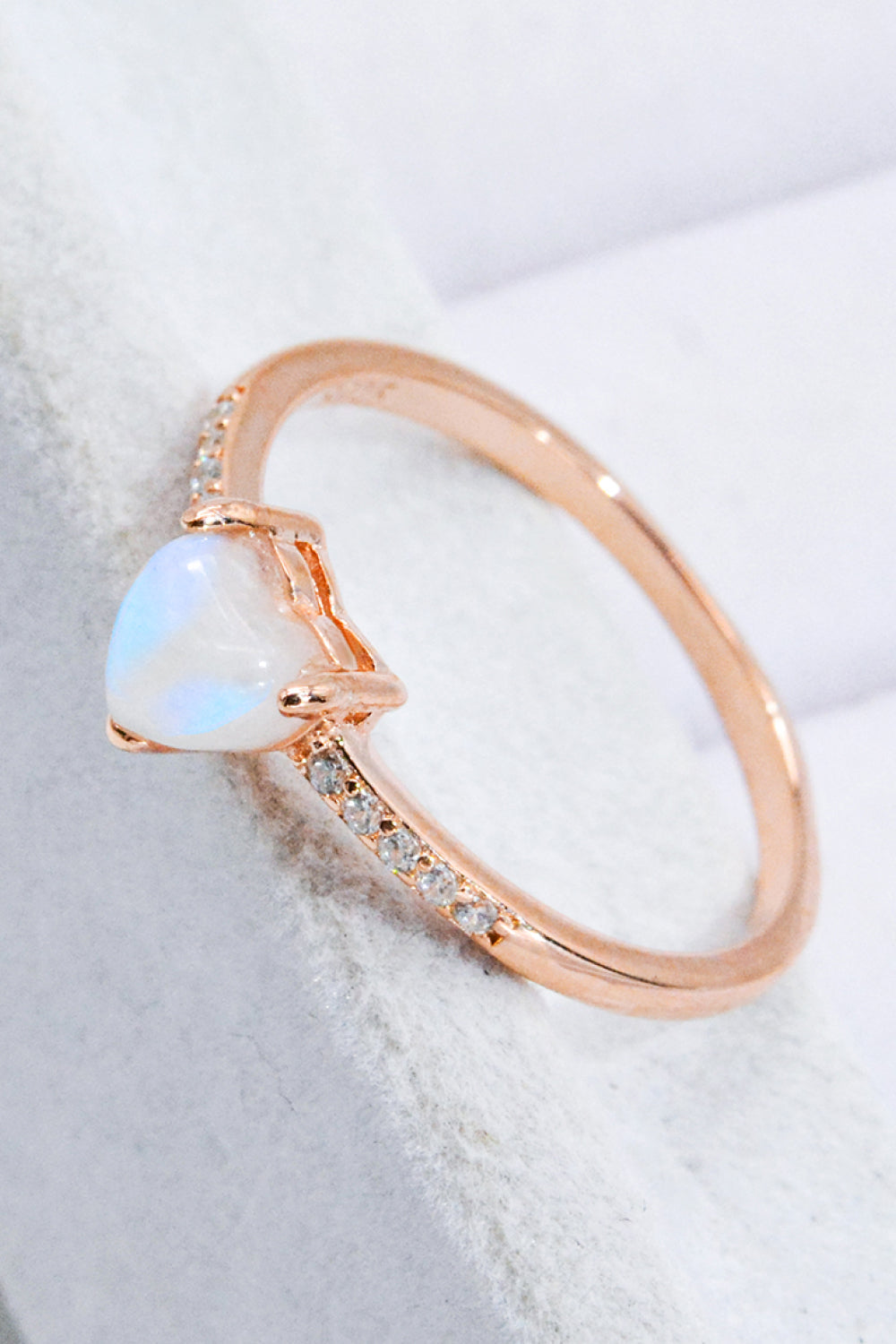 rose gold moonstone heart ring