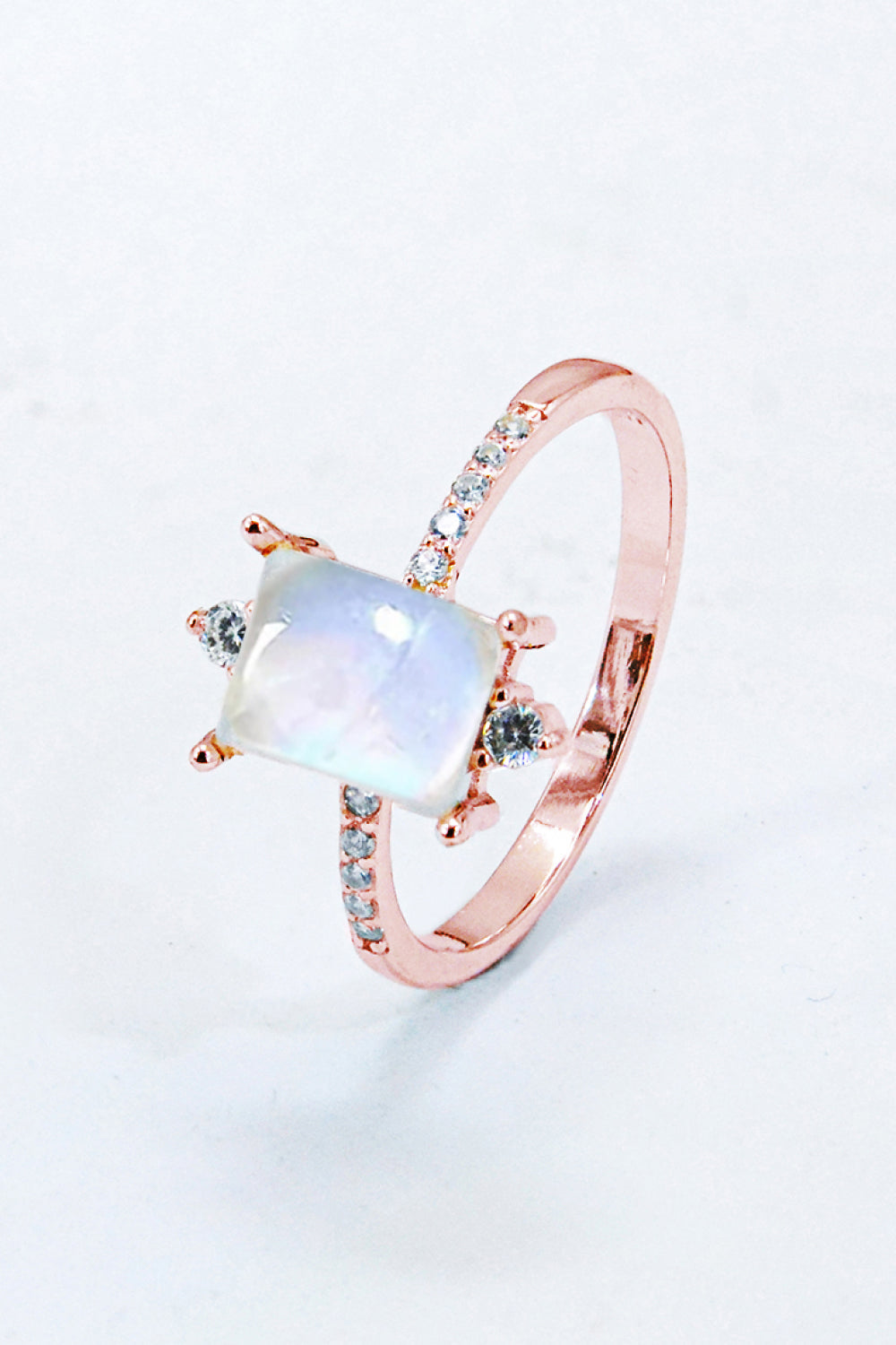 square moonstone silver ring