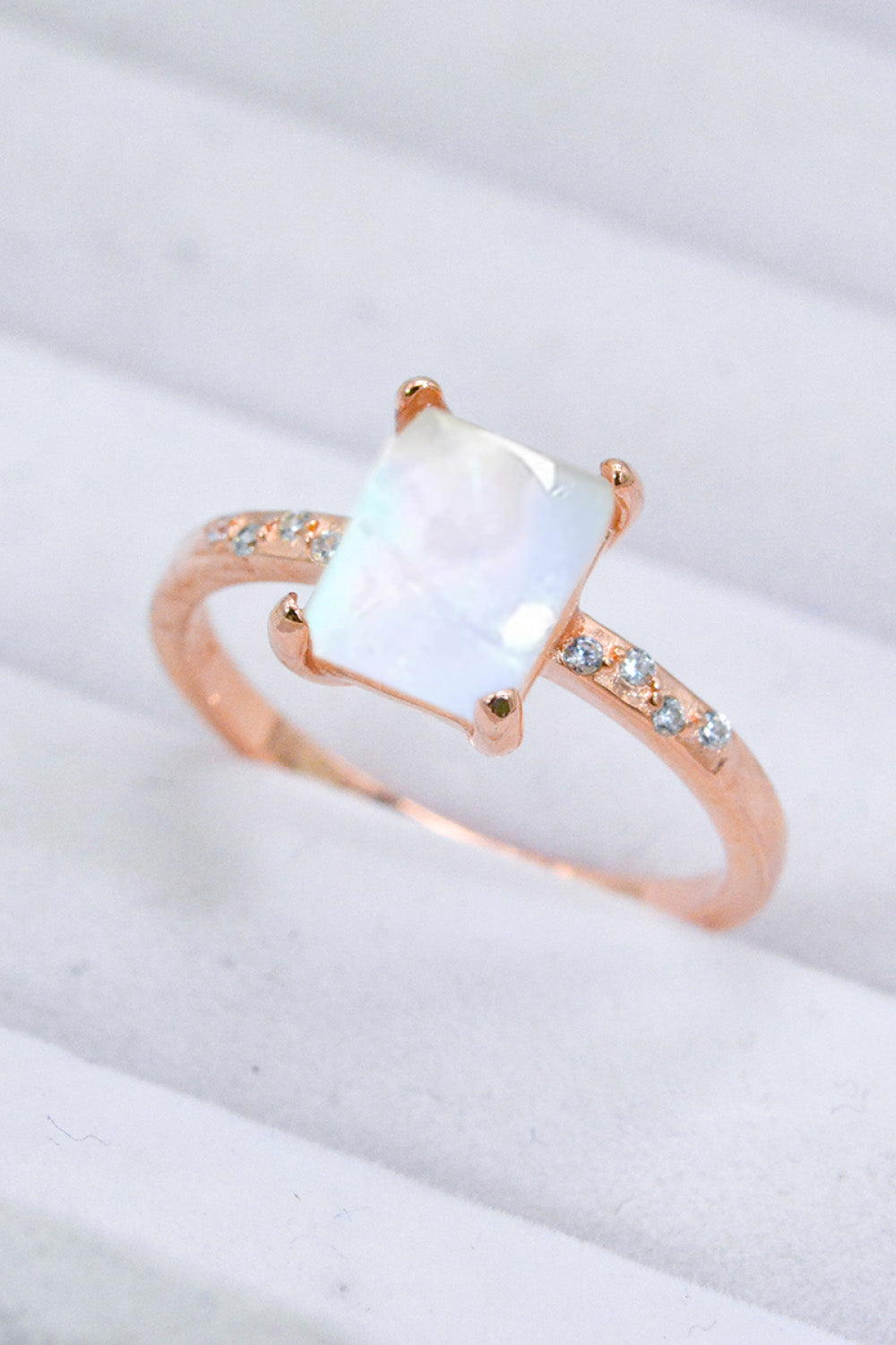 square moonstone silver circle